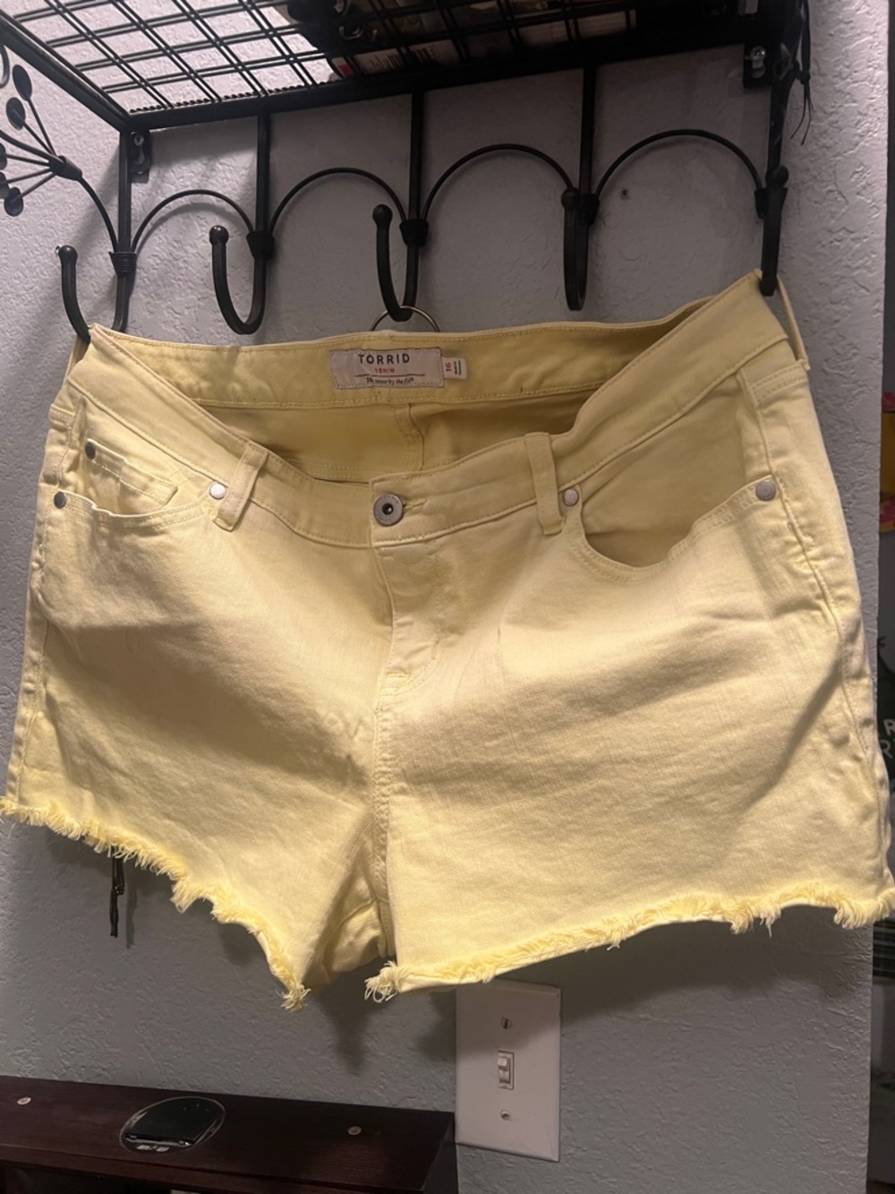 torrid Pale Yellow Denim Cutoff Shorts